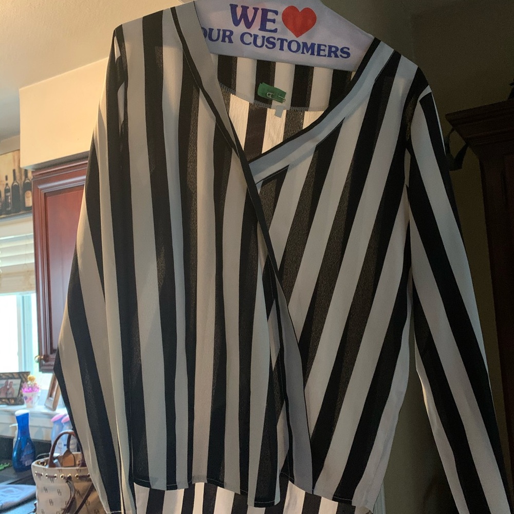 Sheer black and white dress top, worn once